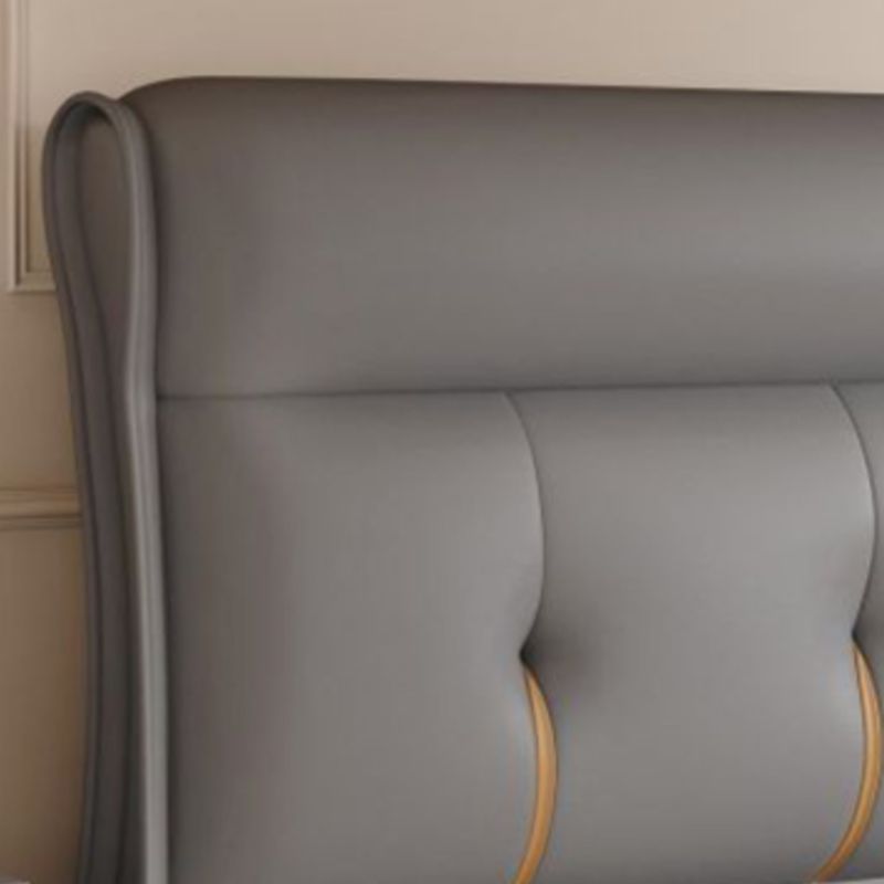 Trendy Panel Headboard with No Distressing, Piled Tufted Rectangle for Queen/Full Bed, Sponge Upholstery Fill, Standard Height