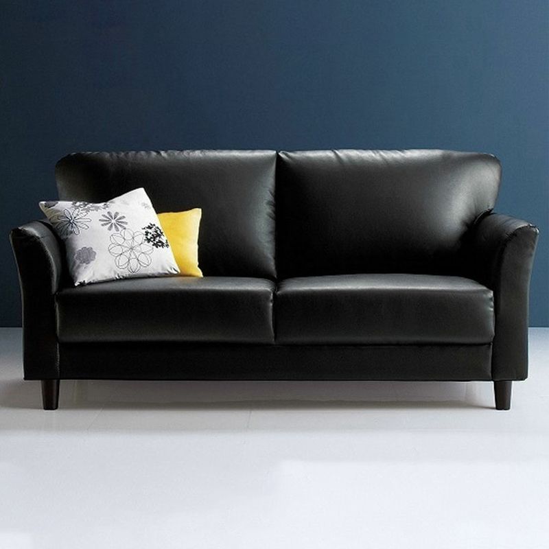 Art Deco Faux Leather Flared Arm Loveseat with Cushions for Living Room
