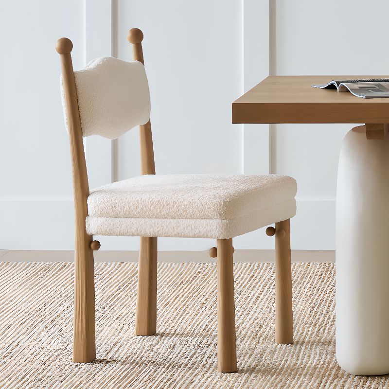 Modish Drawing Room Side Chair with Ventilated Back, Upholstered Ash Wood Legs, and Foot Pads