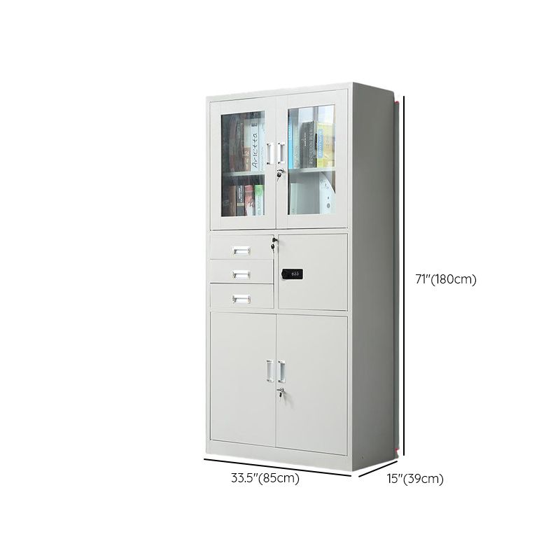 Ivory Trendy Alloy Supplies Cabinet with Locker, Adjustable Shelving, Locking Door, and 1-Wide Compartments