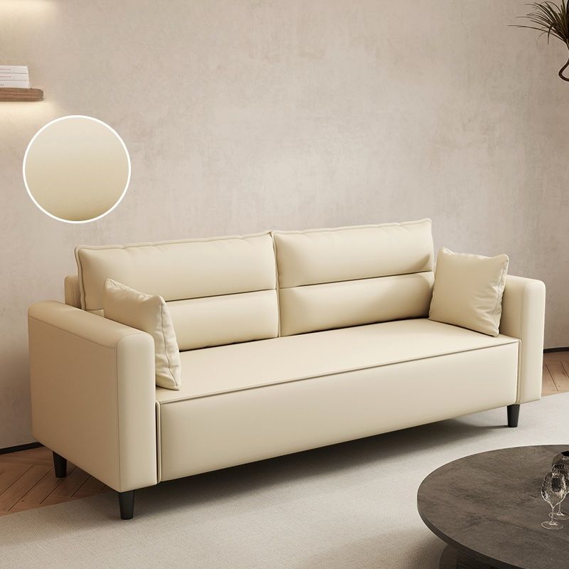 Contemporary Modern Solid Color Stain Resistant Sofa/Loveseat in Pu Leather, Olive Green/Mocha/Amber Color, Seats 3/2-seater with 2 Pillows