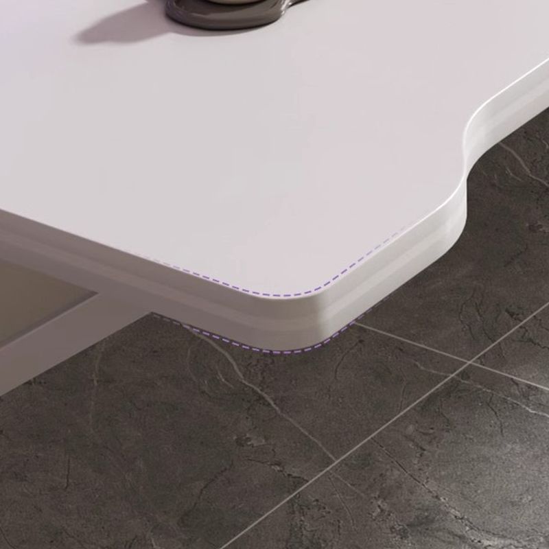 Minimalist Curved Desk with Distortion-resistant Trestle Base, Independent Structure, Wire Management, and Engineered Wood Top