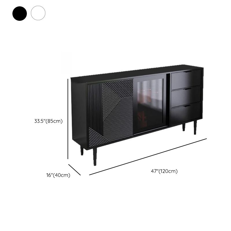 Art Deco Sideboard with 3 Drawers, Standard/Narrow Lumber Countertop, Sliding Doors, and Flexible Shelf