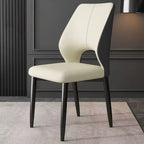 Modern Upholstered Armless Dinette Side Chair with Black Steel Legs