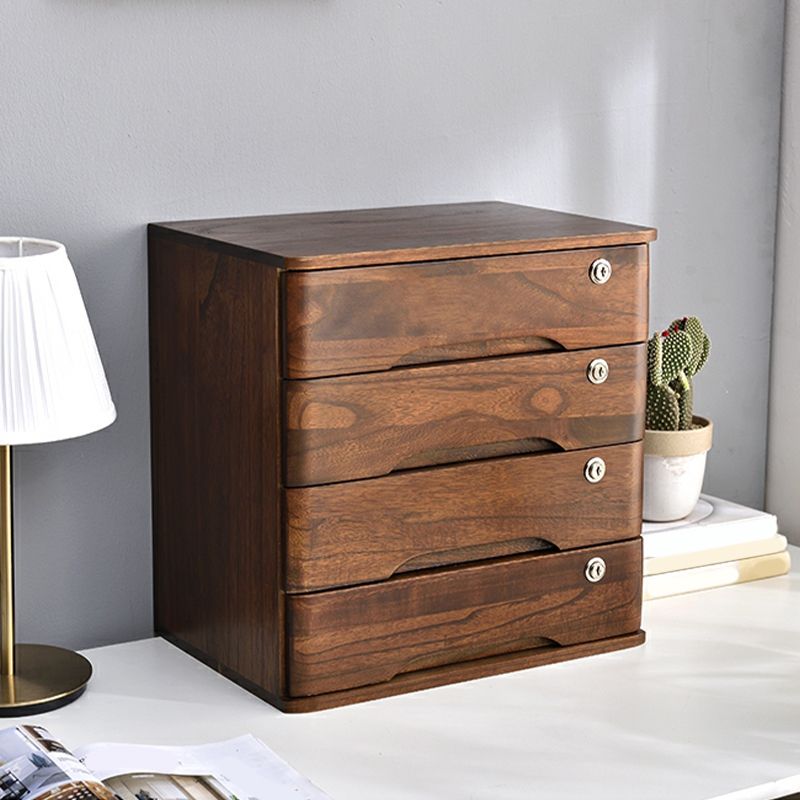 Free Standing Lateral Filing Cabinet/Vertical Filing Cabinet in Natural Wood with 1 Shelf and Key Lock in a Contemporary Style