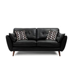 Wood Legs Modern Flared Arm Sofa Leather Standard Tufted Sofa