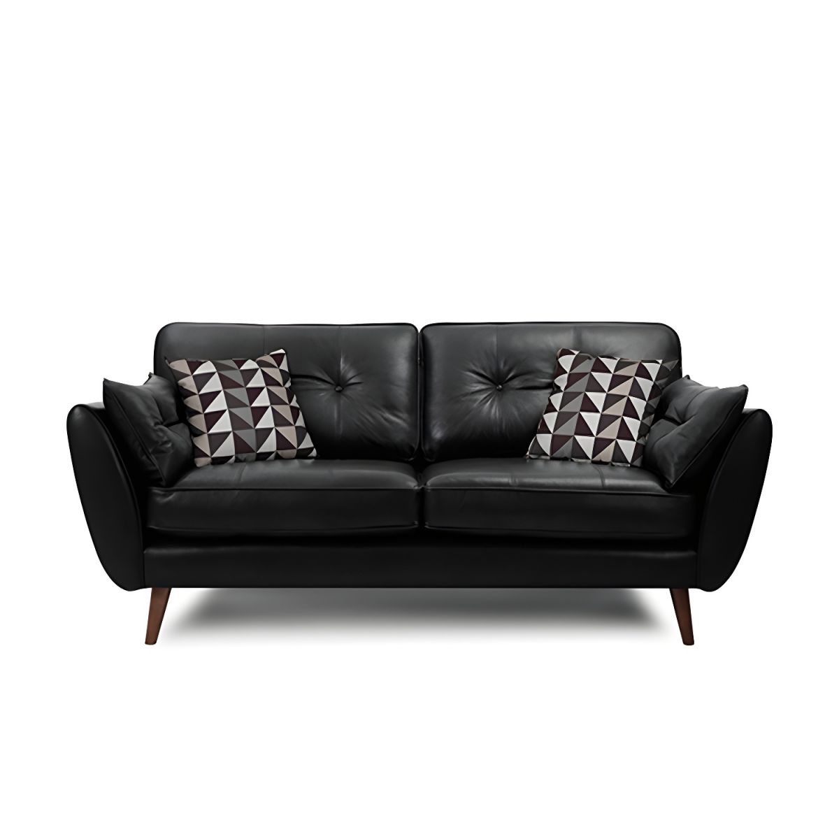 Wood Legs Modern Flared Arm Sofa Leather Standard Tufted Sofa