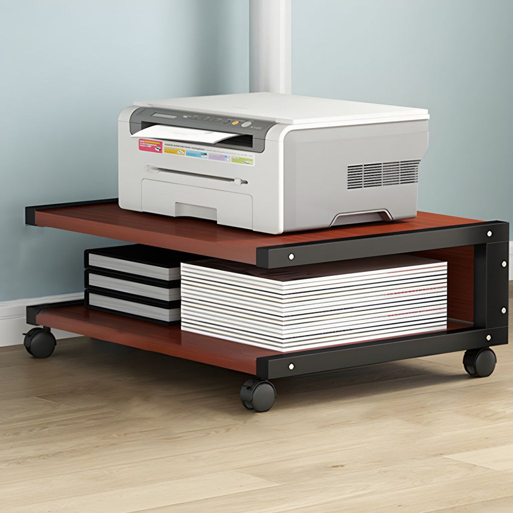 Ultra-Functional Compact Printer Stand with Locking Casters, Wood Material, Limited Warranty
