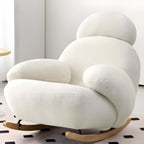 Modern Upholstered Rocking Chair - Natural Wood Legs, Round Arms, and Luxurious Foam Cushion