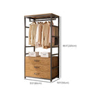 Midnight Black Simplistic Steel Hall Rack with Repository, 2 Drawers/3 Drawers, 4 Shelves/3 Shelves/7 Shelves, and Manufactured Wood Bench