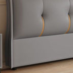 Trendy Panel Headboard with No Distressing, Piled Tufted Rectangle for Queen/Full Bed, Sponge Upholstery Fill, Standard Height