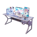 Minimalist Rust Resistant Gaming Computer Desk with Sled Base, Exterior Shelf, and Wire Management in Manufactured Wood