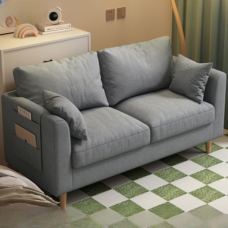 Loveseat in Flannel with Light Gray/Butter Color/Off-White Upholstery and Armrest