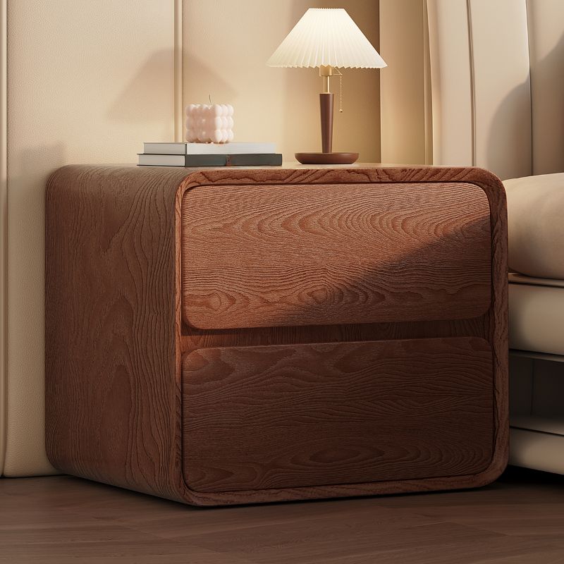 Modish Curved Nightstand with Pleather Countertop