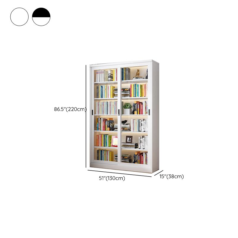 Steel Vertical Barrister Bookcase with Transparent Glass Doors and Closed Back, Featuring 6-Shelf/5-Shelf/4-Shelf