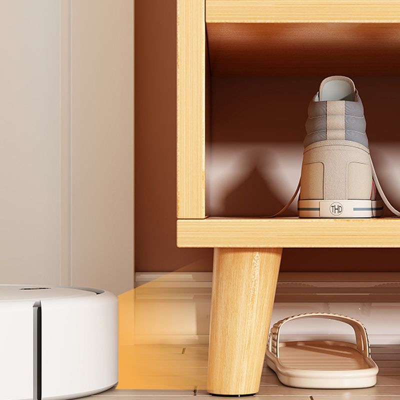 Reclaimed Wood 5 Tiers Shoe Tower with Shelf, Compartments, Cabinet Door, Dustproof, and Closed Back