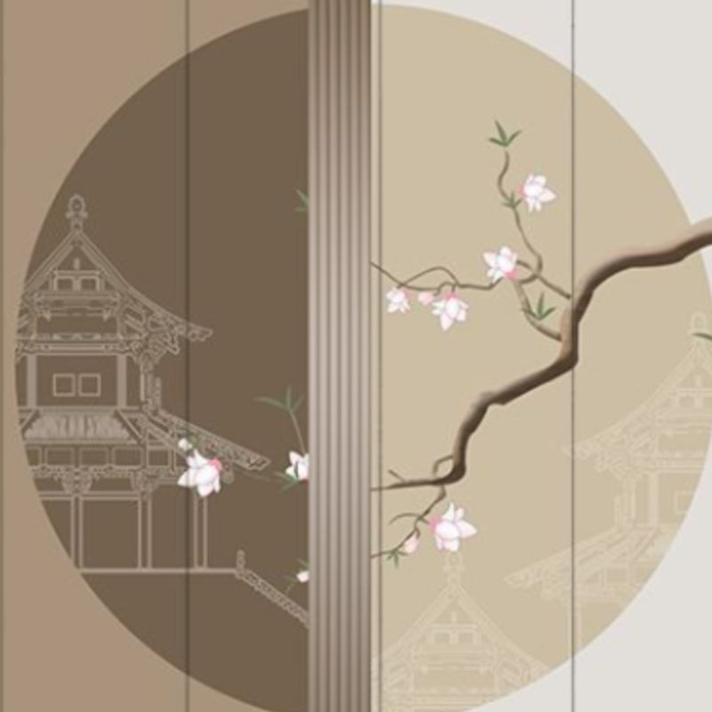 Modern Indoor Opaque Fold Away Temporary Wall Panels with 7 Panels, Double Sided Print, and Flaxen Screen Material