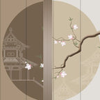 Modern Indoor Opaque Fold Away Temporary Wall Panels with 7 Panels, Double Sided Print, and Flaxen Screen Material