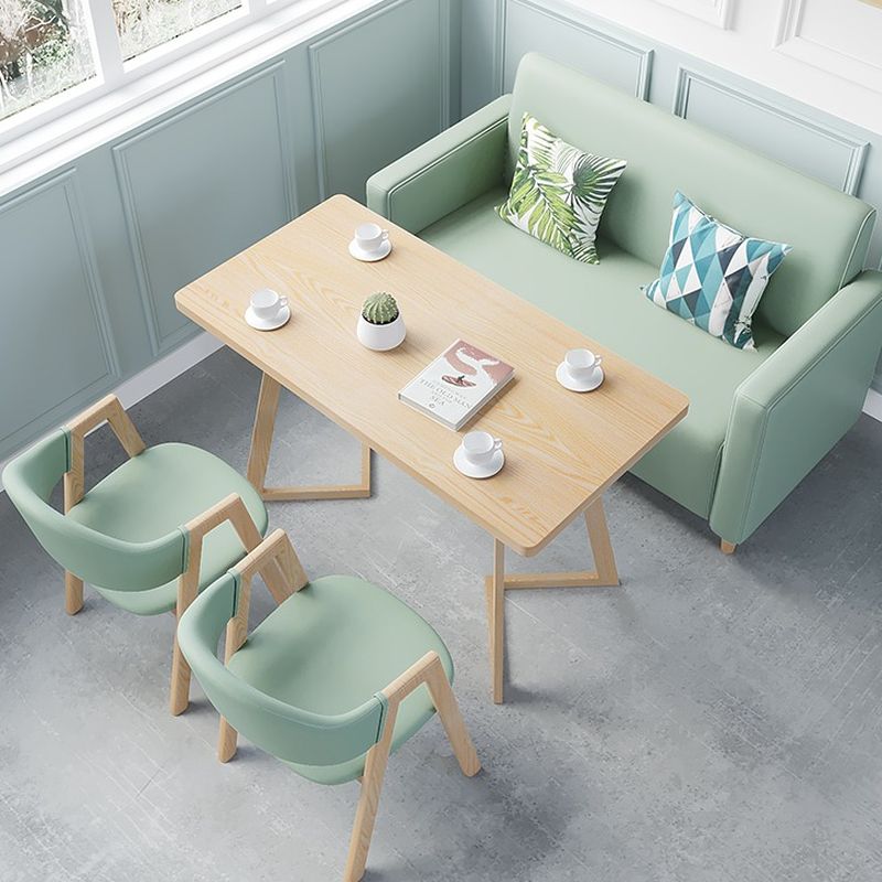 Modern Simple Style Single Sided Booth in Light Gray/Pink/Light Green with Armrest and PU Back