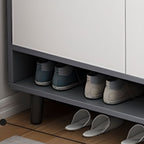 Engineered Wood 5 Tiers Shoe Stack with Shelf, Drawers, Gate, Dustproof Cover, and Closed Back