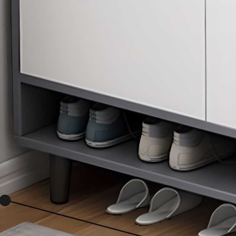 Engineered Wood 5 Tiers Shoe Stack with Shelf, Drawers, Gate, Dustproof Cover, and Closed Back