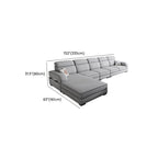 Modish Solid Color Tear Resistant Standard Sofa in Light Gray with Seats 5/Seats 4/Seats 3, Receptacle Storage, and 2 Pillows