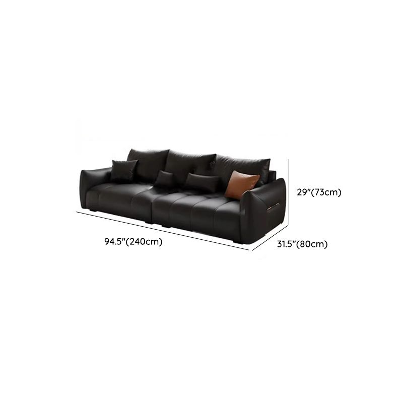 Contemporary Modern Solid Color Stain Resistant Standard Sofa/Loveseat/Single Sofa in Midnight Black with 1-seater/Seats 5/Seats 4 and 2 Pillows