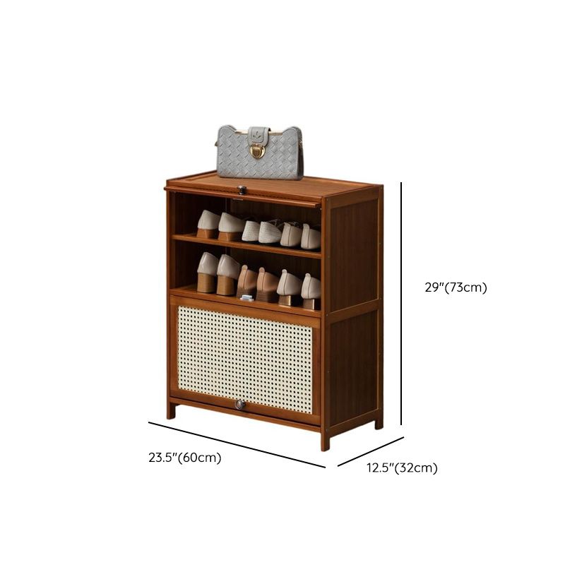 Tan Bamboo 9 Tiers/7 Tiers/5 Tiers Storage for Shoes with Dustproof Cover
