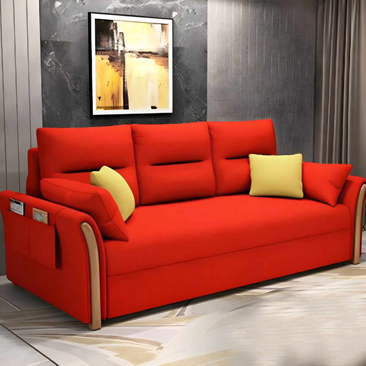Fabric Sofa Bed Settee Furniture Flared Arm Latex Filled Sofa