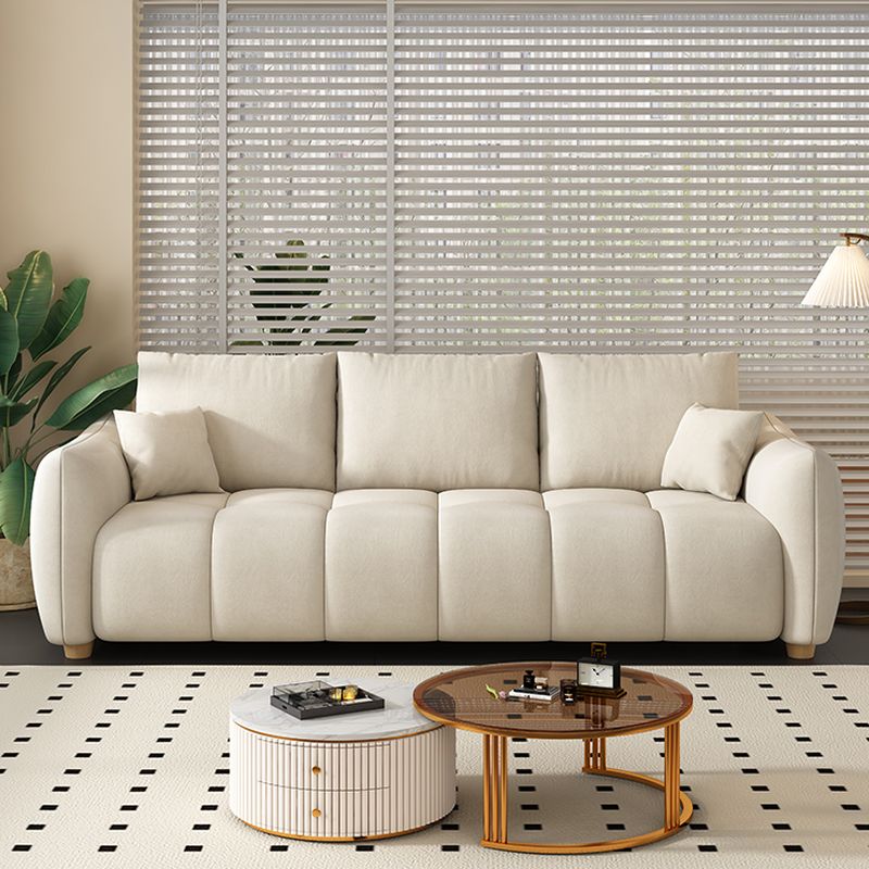 Modish Solid Color Stain Resistant Standard Sofa with Arm, 3-seater, and 2 Pillows