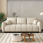 Modish Solid Color Stain Resistant Standard Sofa with Arm, 3-seater, and 2 Pillows
