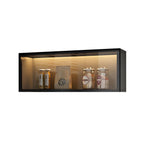 Contemporary Faux Wood Wall Mounted Display Cabinet with Glass Door