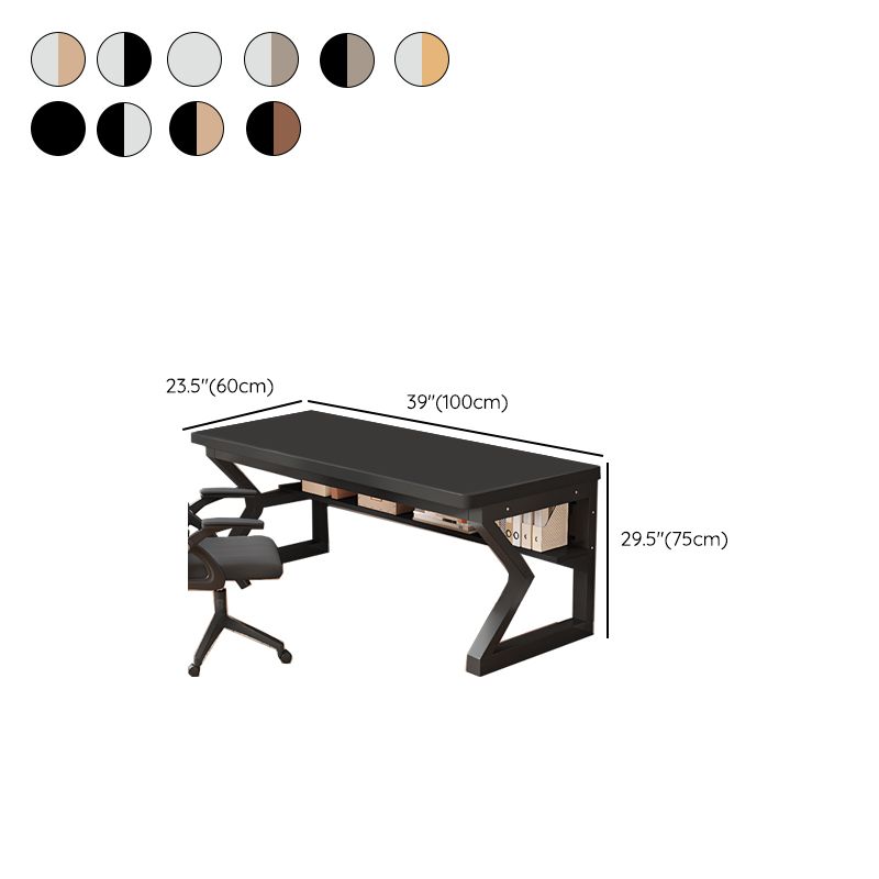 Black/Chalk Rectangular Metal Desk with Warp Resistant Shelves and Toboggan Base, Cable Management and Rounded Corners