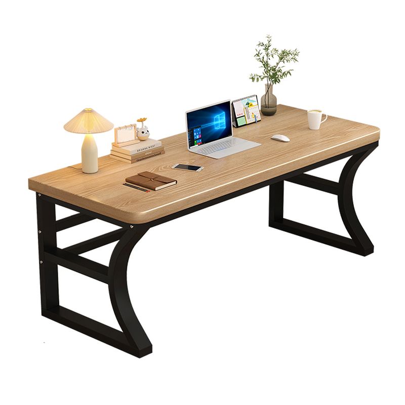 Casual Rust Resistant Sleigh Base Writing Desk with Cable Management in Ink/Light Brown/Natural Unattached Engineered Wood Top