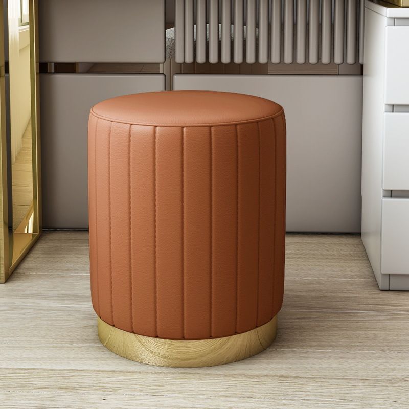 Art Deco Circular Solid Color Standard Ottoman in Dove Grey/Chalk/Peony