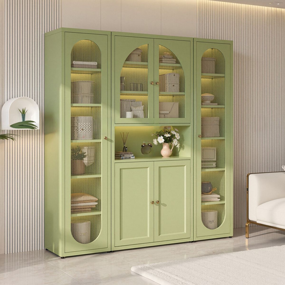 Steel Vertical Organizer Shelf with 2 Cabinets/1 Cabinet, 6-Shelf, and Closed Back