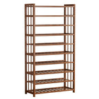Art Deco Bambusa Rectangle Shoe Rack in Brown with Adjustable Shelves for 21-40 Pairs in Drawing Room