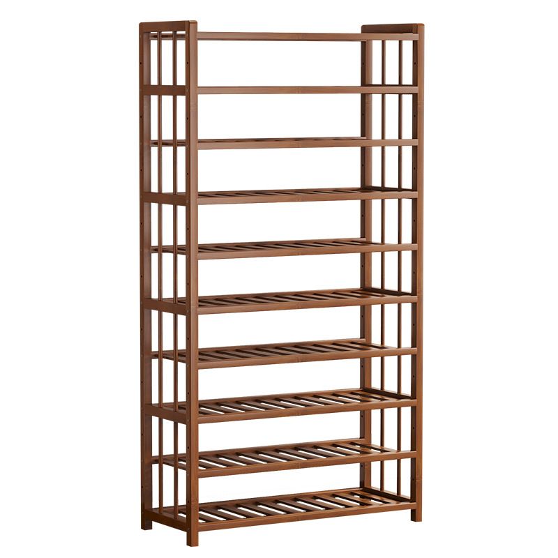 Art Deco Bambusa Rectangle Shoe Rack in Brown with Adjustable Shelves for 21-40 Pairs in Drawing Room
