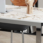 Easy Assembly Writing Desk with Heat Resistant Sleigh Base, Light Gray/Chalk Slate Top, Unattached with Foot Pad