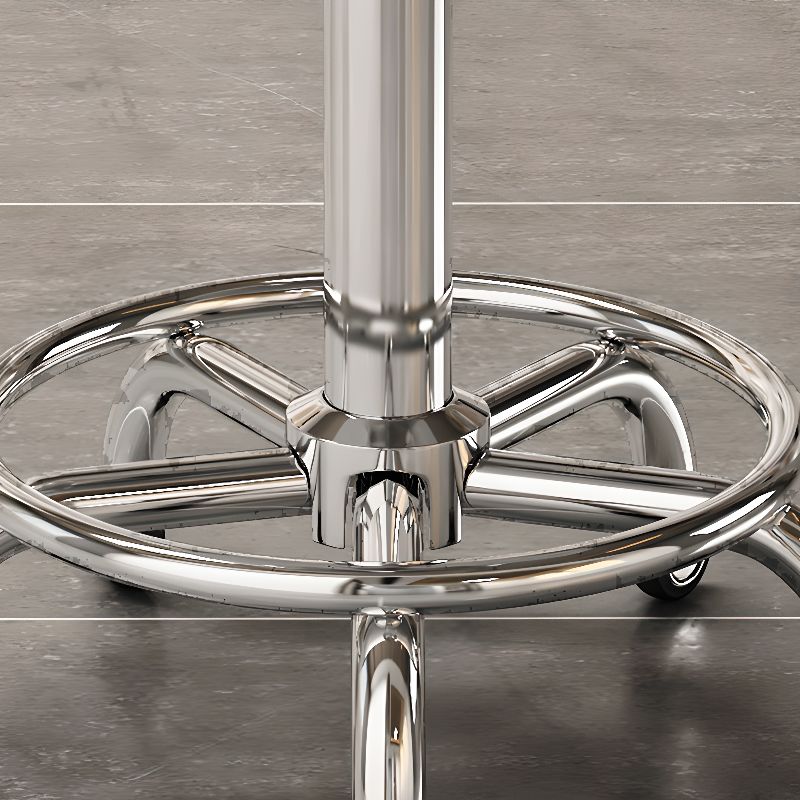 Height-Adjustable Swivel Backless Stool with Rollers, Upholstered Seat, Alloy Frame, and Moveable Design