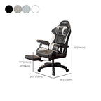 Modern Simple Style Wingbacked Chair with Flexible Height, Upholstered, Nylon Frame in Ink/White, and Adjustable Backrest with Glide Movement