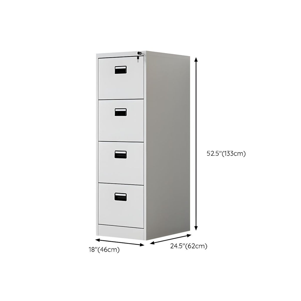 Modern Steel Vertical Filing Cabinet with Lock, Drawers & Self-Close Glides