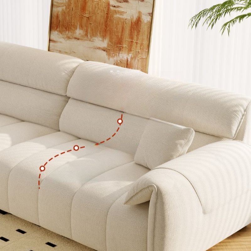 Modish Solid Color Scratch-immune Standard Sofa in Beige with Pillow Top Arm and 2 Pillows, Available in 5 Person/4-seater/3-seater