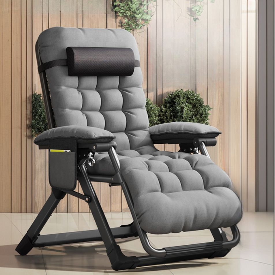 Art Deco Ink/Grey Solid Color Recliner Chair with Non Rocking Base and Locking Back Angle, Tufted Detachable Cushion Included/Not Included