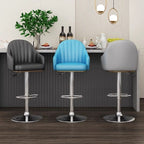 Contemporary Multi-levelled Tanned Hide Bar Stools with Arm Swivel Pail Seat