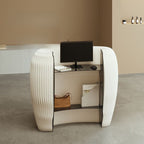 Contemporary Half-circle/Oval Reception Desk with Black/Chalk/Cocoa Acrylic Top