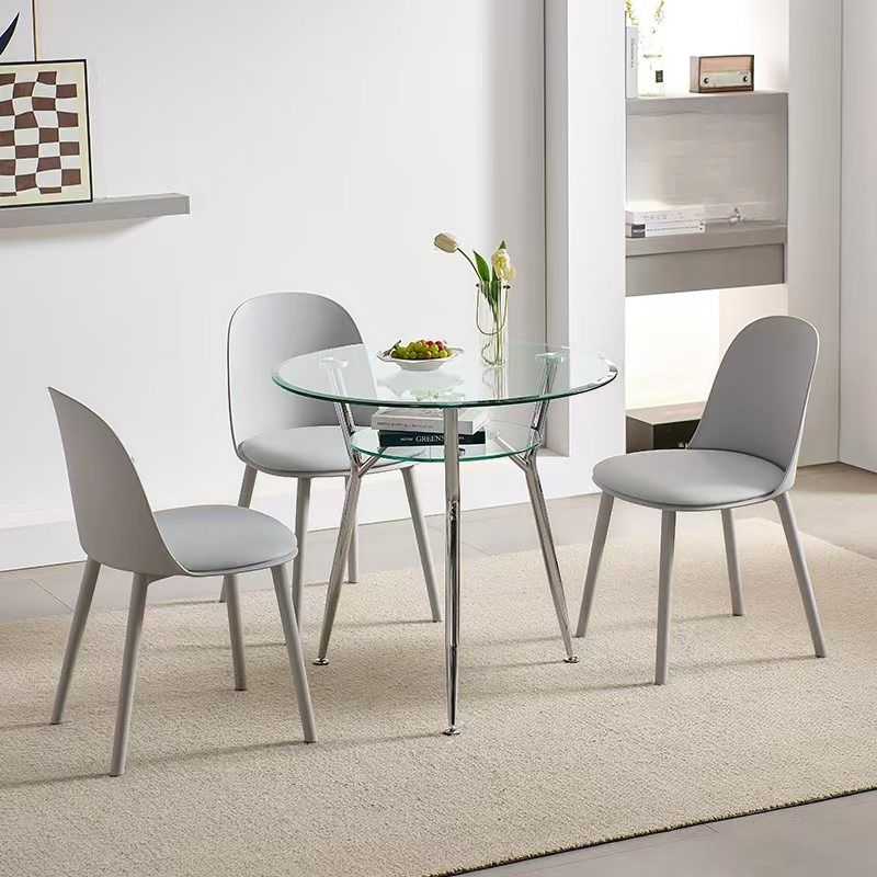 Trendy Glass Table with Clear Gloss Finish and Tripod Base for 2-Person Seating, Scratch-Proofed Tempered Glass