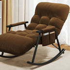 Art Deco Upholstered Rocking Chair with Scratch-defiant Track Arm