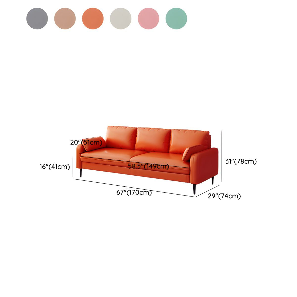 Modern Pillow Back Sofa with Storage Not Included for 35-40 Women
