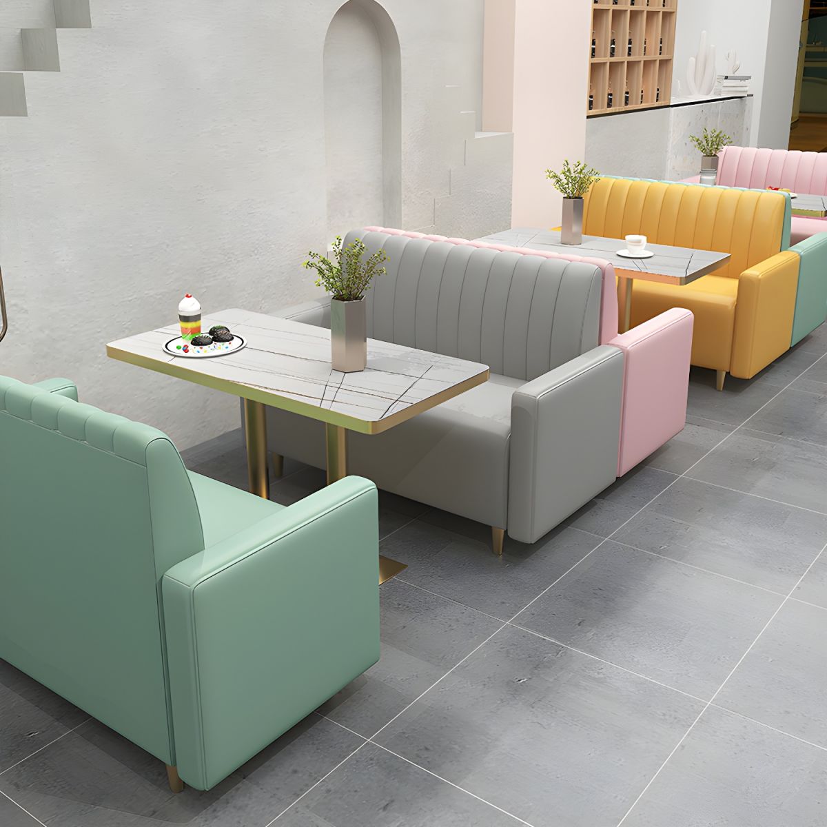 47.27"D x 25.59"W x 33.46"H Glam 2-seat Sewn Pillow Back Sofa for Restaurant